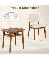 Slickblue 3 Piece Kitchen Dining Table Set with Upholstered Chairs for 2 Person