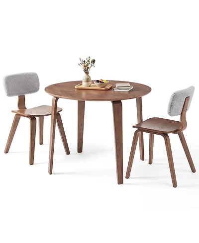 Slickblue Compact 3 Piece Dining Set with Rubber Wood Table and Cushioned Chairs