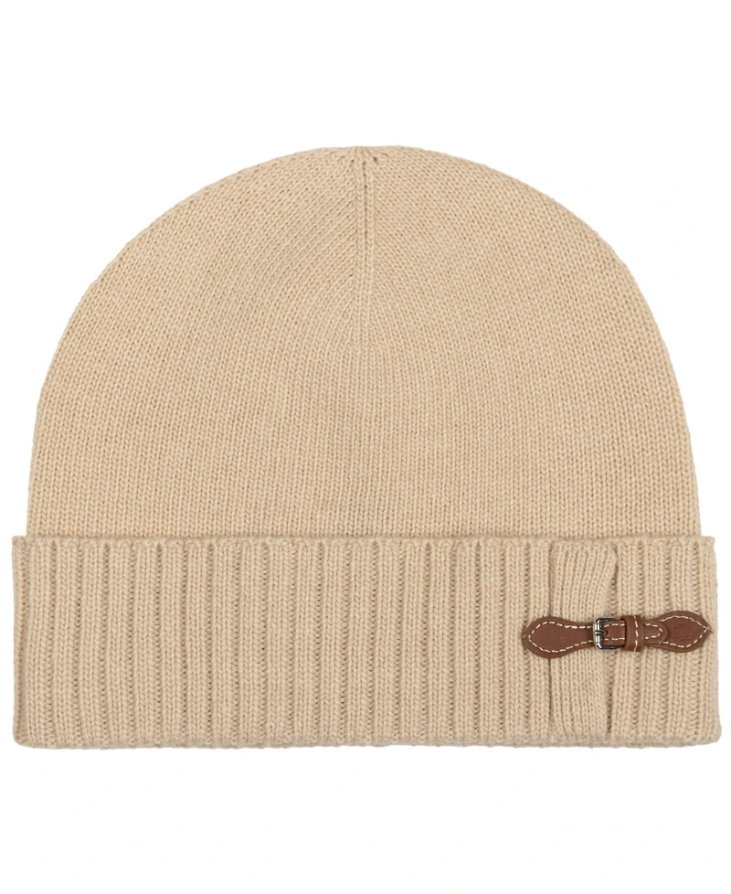 Lauren Ralph Equestrian Buckle Merino Knit Hat