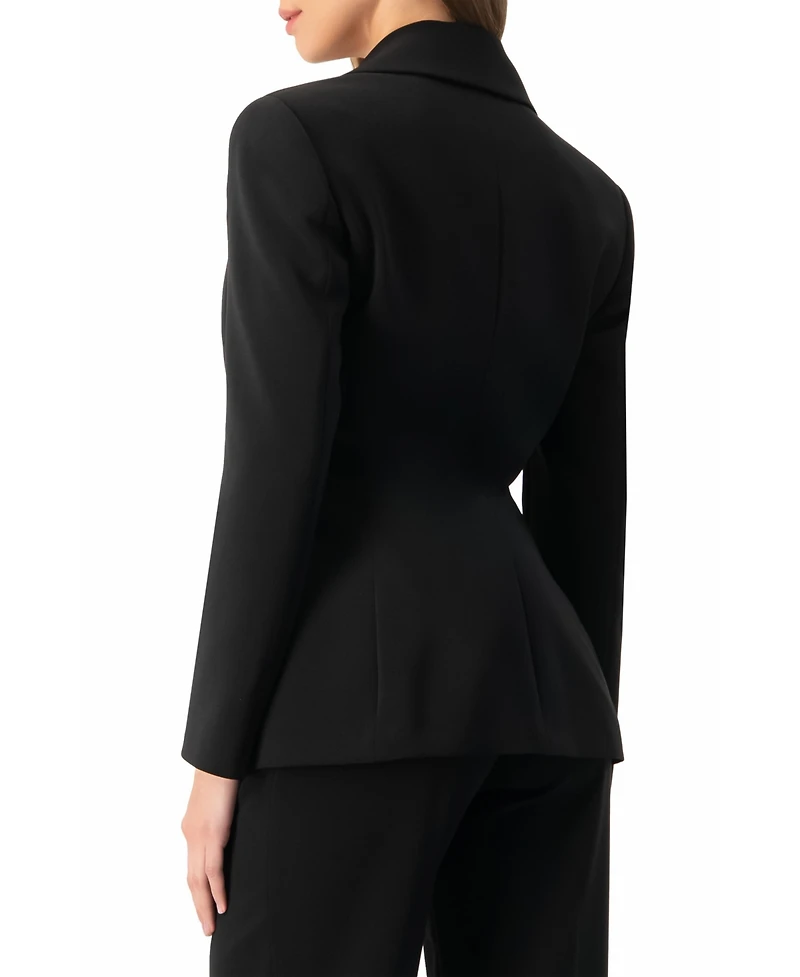 Ivonne Women's Tailored Two-Button Black Power Blazer