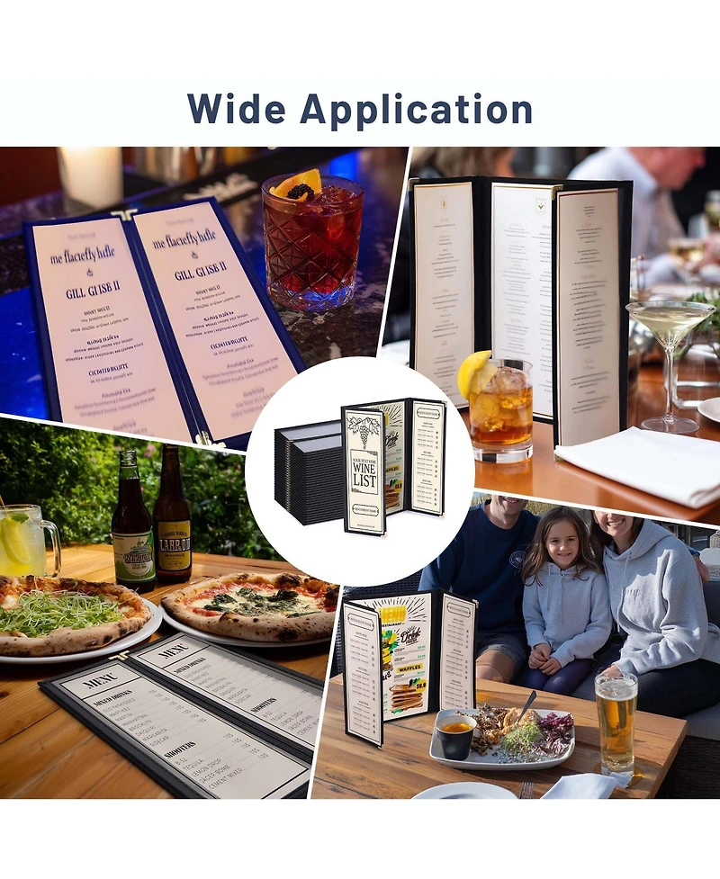 Yescom 30 Pcs Restaurant Menu Covers Gate-view Fold 1 Page 2 View 8.5x14" and 2 Page 4 View 4.25x14" Wine List Bar Cafe