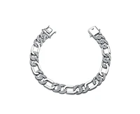 Rachel Glauber Men's White Gold Plated Cz Pave Chain Bracelet