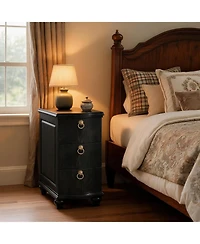 Tribesigns Wood Fully Assembled End Table, 3-Drawers Narrow Slim Side No Assembly Required, Nightstand