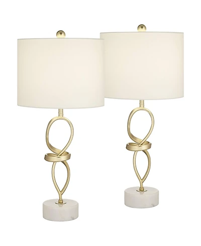 360 Lighting Liza 26 1/2" Tall Luxe Modern Table Lamps Set of 2 Living Room Bedroom Bedside Nightstand Shade House