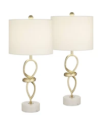 360 Lighting Liza 26 1/2" Tall Luxe Modern Table Lamps Set of 2 Living Room Bedroom Bedside Nightstand Shade House