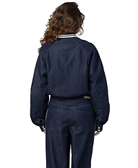 Blank Nyc Women's Play Time Collarless Denim Bomber Jacket