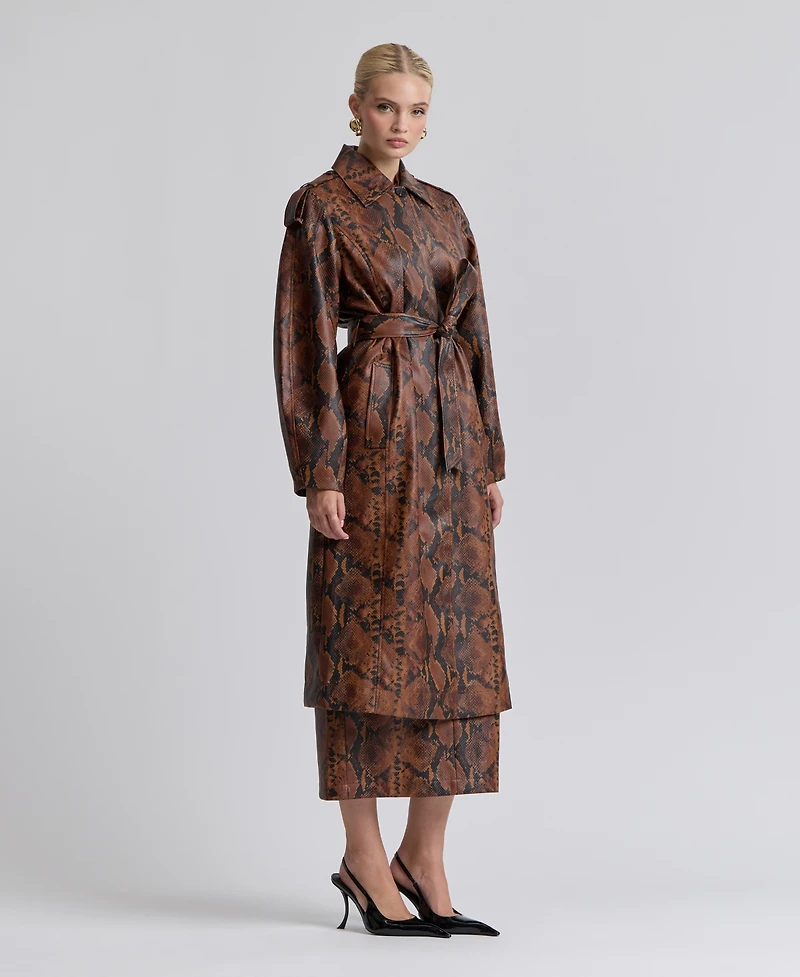 Avec Les Filles Women's Button-Front Spread Collar Maxi Coat