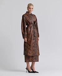 Avec Les Filles Women's Button-Front Spread Collar Maxi Coat