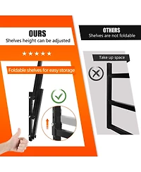 Xdovet Foldable 3 Level Wall Mount Lumber Rack Steel Organizer