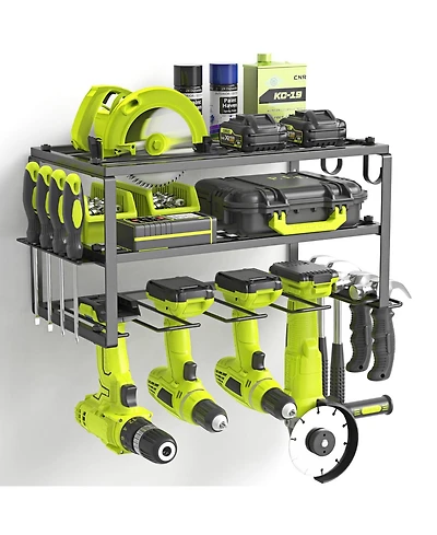 Xdovet Power Tool Organizer Wall Mount 3 Layer Iron Drill Holder Storage Rack