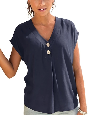 Lascana Women's Button Detail Blouse Shirt