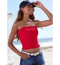 Lascana Women's Smocked Strapless Top