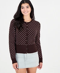 Madden Girl Juniors' Long-Sleeve Polka Dot Cardigan