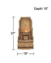 John Timberland Sun Villa 37" High Large Italian Outdoor Decor Faux Stone Floor Fountain with Light Led Outside Garden Patio