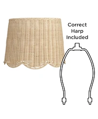 Springcrest 13" Top x 15 1/2" Bottom x 11 3/4" H x 11 3/4" Slant Lamp Shade Replacement Drum Unbleached Rattan Spider Harp Finial
