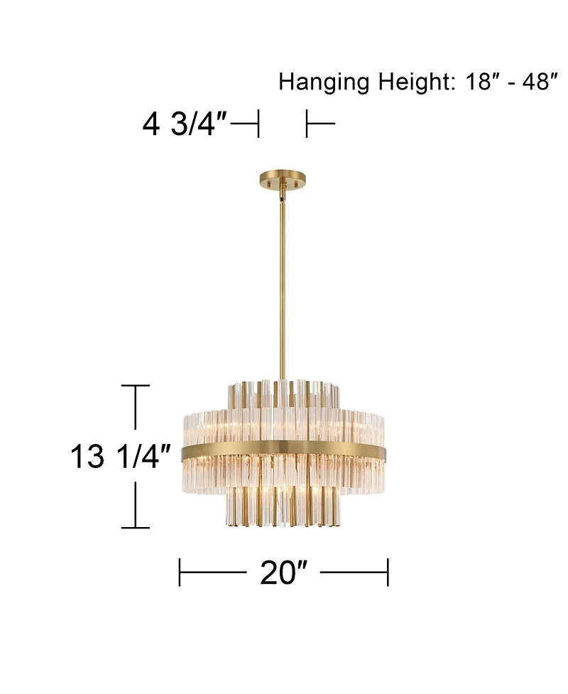 Possini Euro Design Jenna Soft Chandelier 20" Wide Modern 2-Tier Clear Crystals 8-Light Fixture for Dining Room House Foyer
