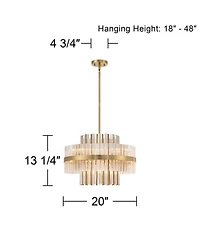 Possini Euro Design Jenna Soft Chandelier 20" Wide Modern 2-Tier Clear Crystals 8-Light Fixture for Dining Room House Foyer