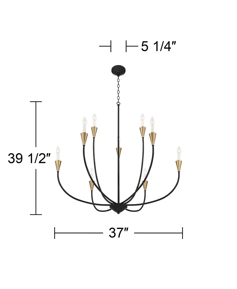 Possini Euro Design Vanelti Chandelier 37" Wide Modern 9-Light Candelabra Fixture for Dining Room House Foyer Kitchen