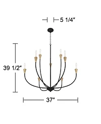 Possini Euro Design Vanelti Chandelier 37" Wide Modern 9-Light Candelabra Fixture for Dining Room House Foyer Kitchen