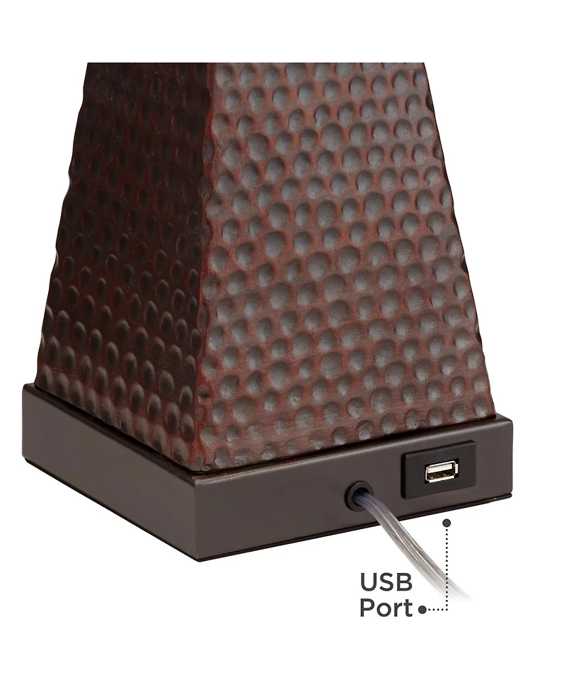 Franklin Iron Works Niklas 26" High Industrial Table Lamps Set of 2 Usb Port Pull Chain Bronze Finish Metal Charging