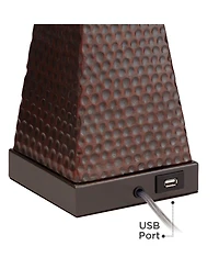 Franklin Iron Works Niklas 26" High Industrial Table Lamps Set of 2 Usb Port Pull Chain Bronze Finish Metal Charging