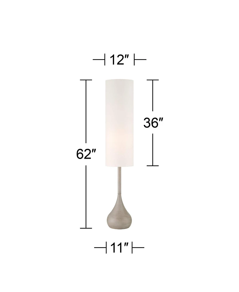 Possini Euro Design Moderne Mid Century Modern 62" Tall Standing Floor Lamp Droplet Foot Switch Natural Metal Living Room