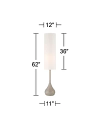 Possini Euro Design Moderne Mid Century Modern 62" Tall Standing Floor Lamp Droplet Foot Switch Natural Metal Living Room