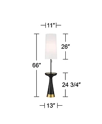 Possini Euro Design Otis Mid Century Modern 66" Tall Standing Floor Lamp Tray Table Pull Chain Metal Living Room House