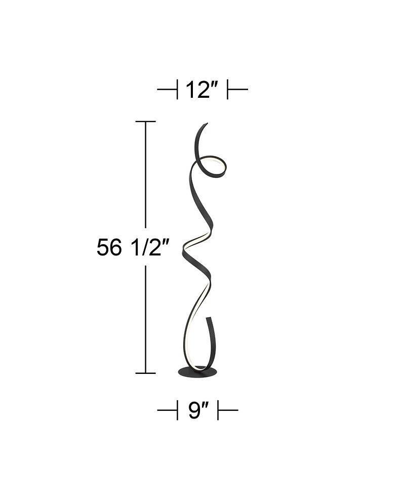 Possini Euro Design Avante Modern 56 1/2" Tall Standing Floor Lamp Ribbon Led Foot Switch Matte Finish Living Room Bedroom