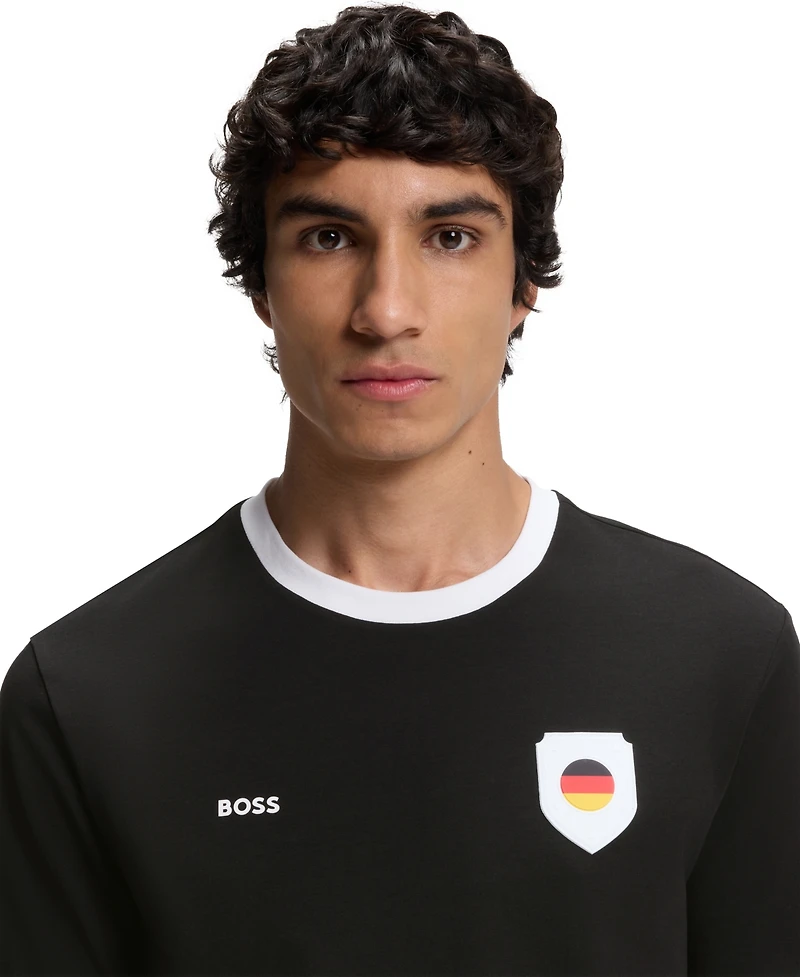Boss by Hugo Men's Stretch-Cotton Germany Country Flag Logo T-Shirt