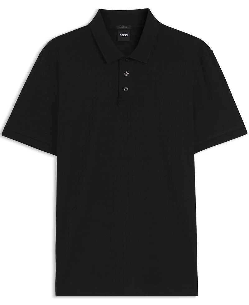 Boss by Hugo Men's Geometric Jacquard Cotton Polo Shirt