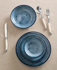 French Home Blue Stone 16-Piece Dinnerware Set, Service For 4