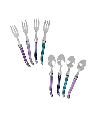 French Home Plum Rose Laguiole 8-Piece Dessert Spoons and Fork Set
