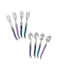 French Home Plum Rose Laguiole 8-Piece Dessert Spoons and Fork Set