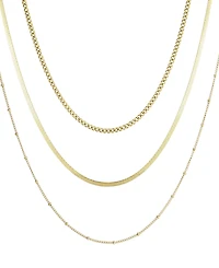 Adornia Tarnish Resistant Gold Set of 3 Chain Necklace