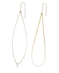 Adornia Tarnish Resistant Freshwater Pearl Gold Set of 2 Necklace