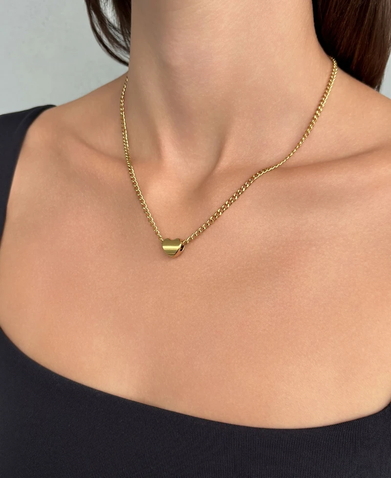 Adornia Tarnish Resistant Gold Sliding Heart Curb Chain Necklace