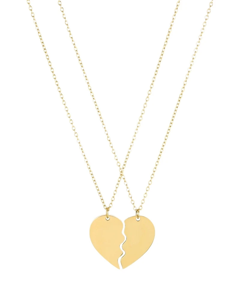 Adornia Tarnish Resistant Gold Set of 2 Heart Puzzle Necklace