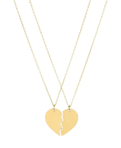 Adornia Tarnish Resistant Gold Set of 2 Heart Puzzle Necklace