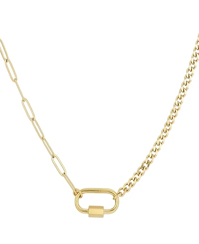 Adornia Tarnish Resistant Gold Carabiner Lock Paperclip Chain Necklace
