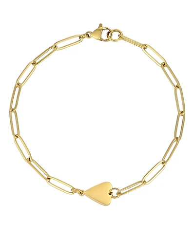 Adornia Tarnish Resistant Gold Sideways Heart Paperclip Chain Bracelet