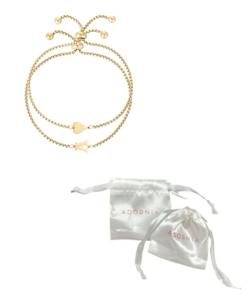 Adornia Tarnish Resistant Gold Sideways Heart and Initial Bracelets