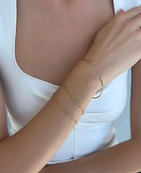 Adornia Tarnish Resistant Gold Set of 1 Cuff and 2 Chain Bracelets
