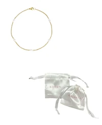 Adornia Tarnish Resistant Gold Natural Freshwater Pearl Station Anklet