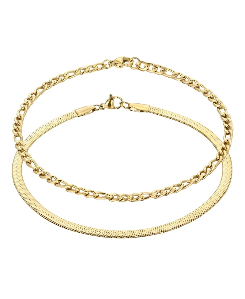 Adornia Tarnish Resistant Gold Set of 2 Chain Anklets