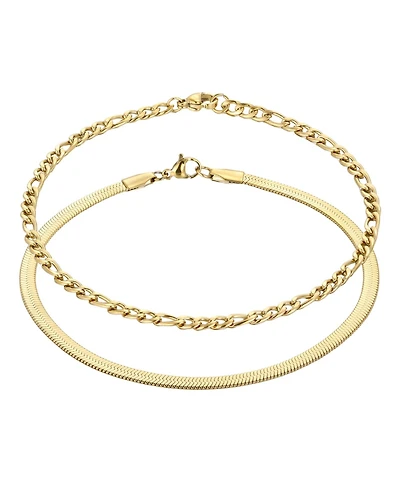 Adornia Tarnish Resistant Gold Set of 2 Chain Anklets