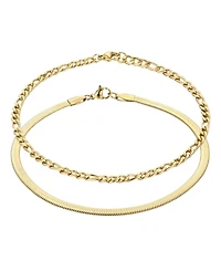 Adornia Tarnish Resistant Gold Set of 2 Chain Anklets