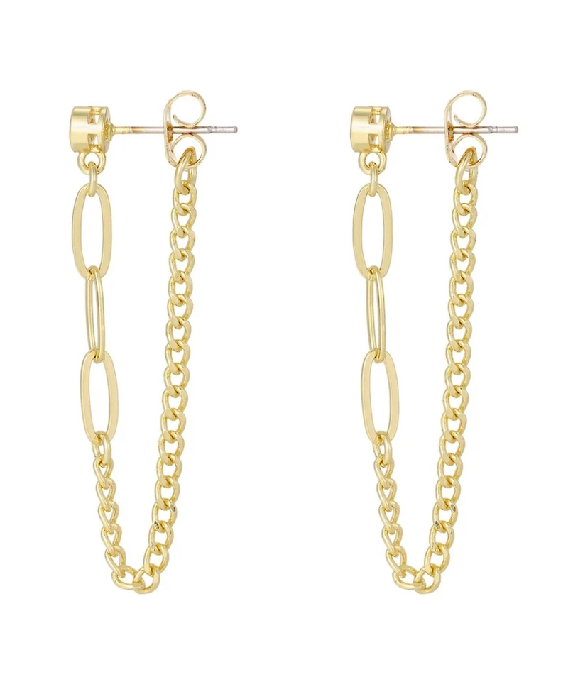 Adornia Gold Cubic Zirconia Paperclip Wrap Around Chain Earrings