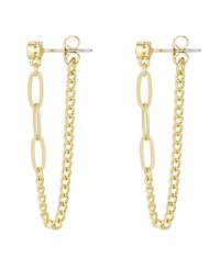Adornia Gold Cubic Zirconia Paperclip Wrap Around Chain Earrings