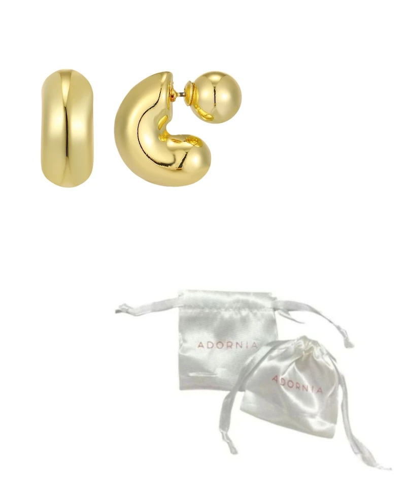 Adornia Tarnish Resistant Gold Chubby Hoop with Magnetic Ball Back Earrings